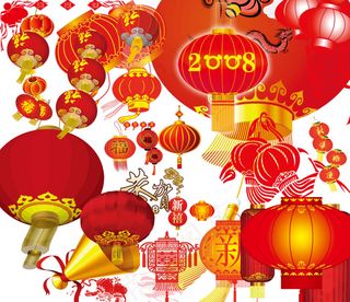 喜庆的大红灯笼PSD素材