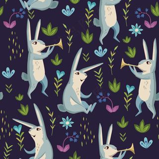 卡通可爱北欧童话梦幻儿童动物无缝平铺背景头像印刷矢量图片素材