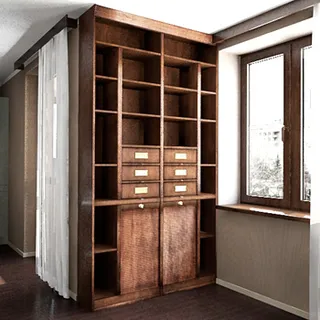 实用的木制书架的3D模型 实用的木制书架的3D模型