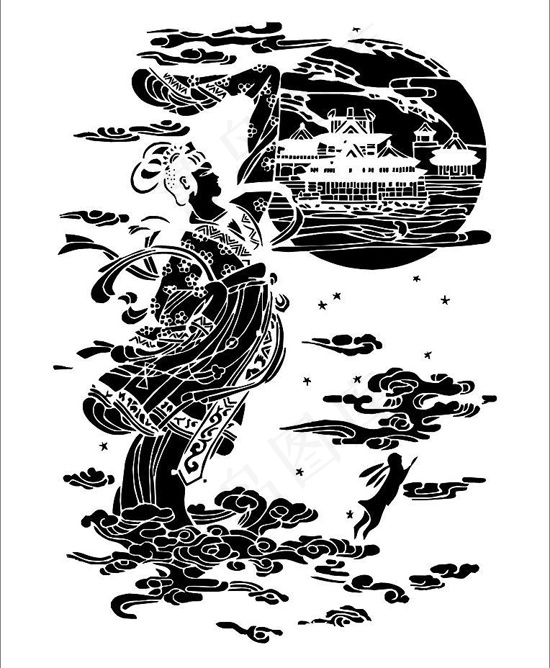 嫦娥奔月cdr矢量模版下载