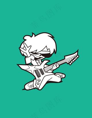 卡通人物吉他音乐元素素材