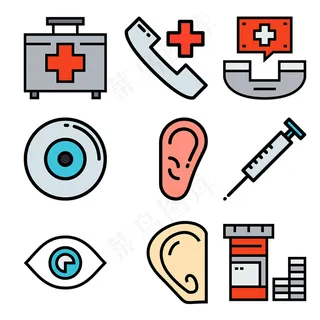 可爱手绘医疗icon图标