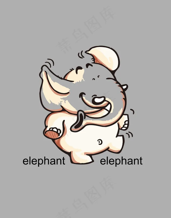 手绘卡通动物大象
