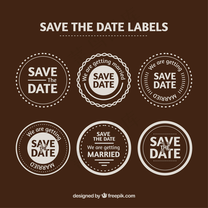 黑色背景上的婚礼标签