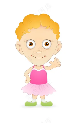 卡通小女孩微笑