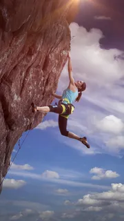 攀岩的外国美女高清摄影图片