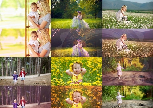 外景照片唯美紫色逆光效果PS动作