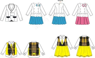 男女童装秋冬西装马甲连衣裙款式图平...