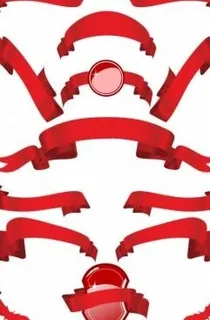 几个红丝带缎带剪辑艺术