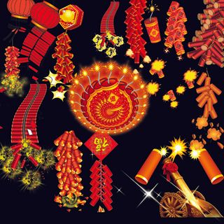 鞭炮装饰PSD素材