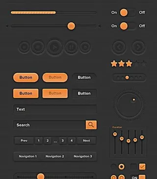 橙色ui工具包psd素材