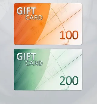 橘色绿色代金券卡片图片