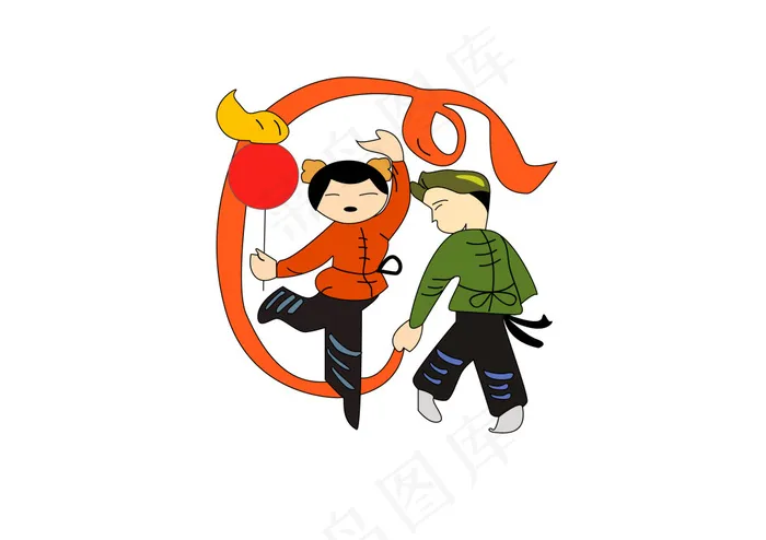 二人转矢量插图ai矢量模版下载