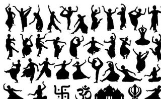 印度舞蹈者剪影矢量素材图片