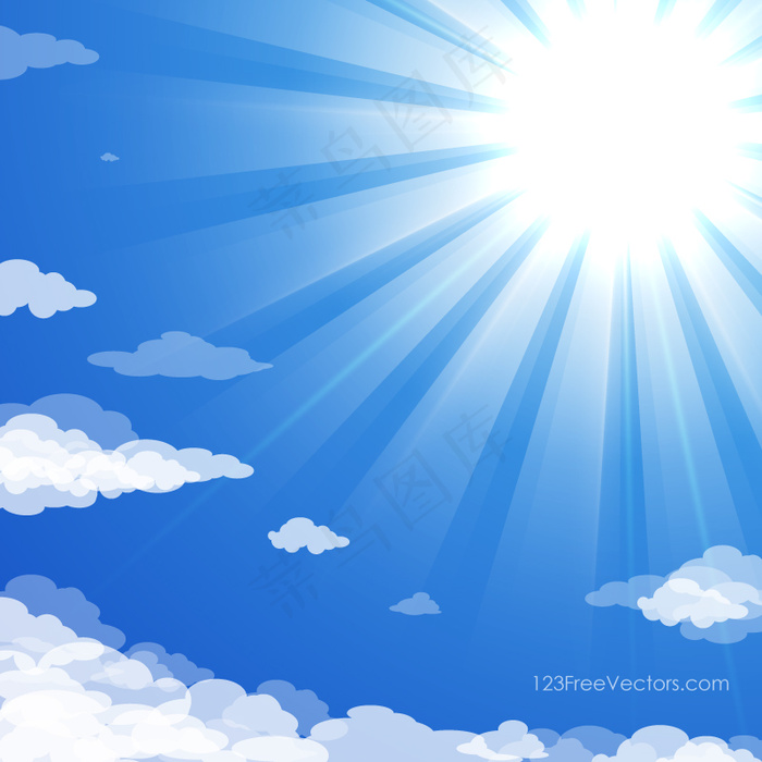 蓝色的天空和太阳光的背景ai矢量模版下载