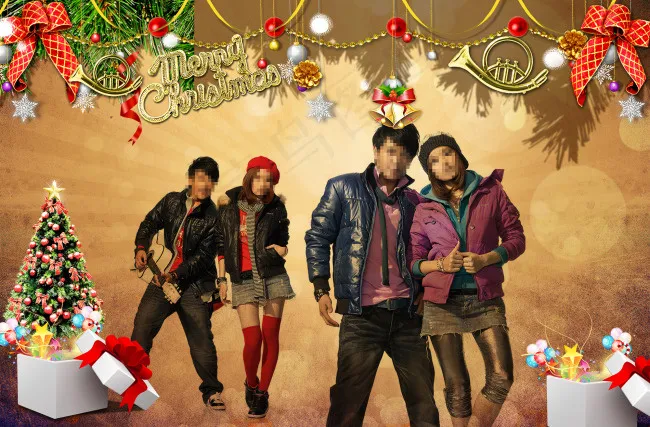 圣诞宣传海报 情侣海报设计psd模版下载