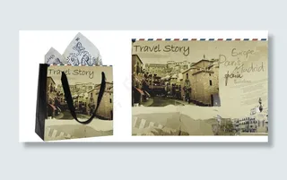 高清PSD分层物质文化遗产纸袋