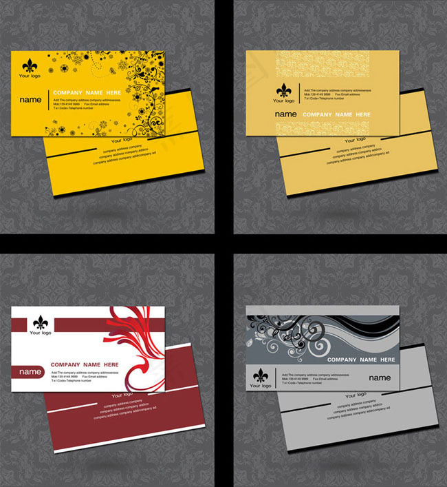 欧式花纹背景名片PSD素材