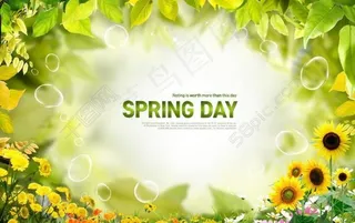 春天绿叶绿色背景素材图片