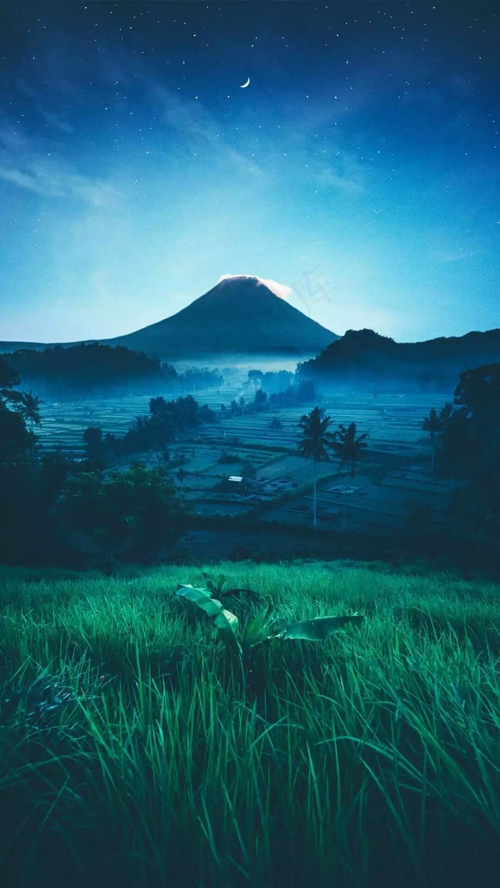 富士山的夜景高清摄影图片