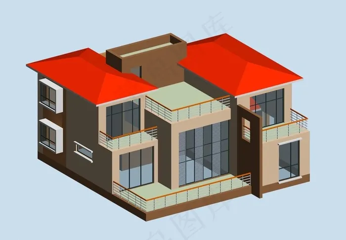 独栋别墅3d模型图片
