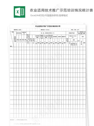 农业适用技术推广示范培训情况统计表