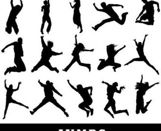 跳跃的人物剪影矢量