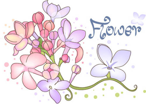 绿叶花朵植物图案矢量图