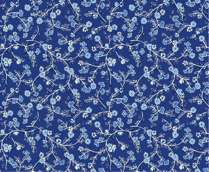 蓝色古典优雅图案 棉麻风ai矢量模版下载