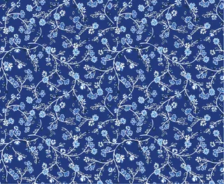 蓝色古典优雅图案 棉麻风