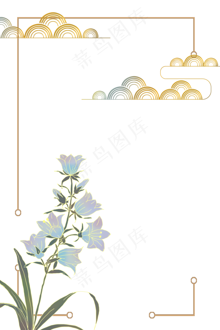 古风复古鎏金花卉方形蓝色古风复古鎏金花卉方形蓝色