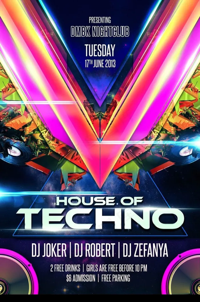 狂欢DJ舞会宣传海报(1275X1875(DPI:300))psd模版下载