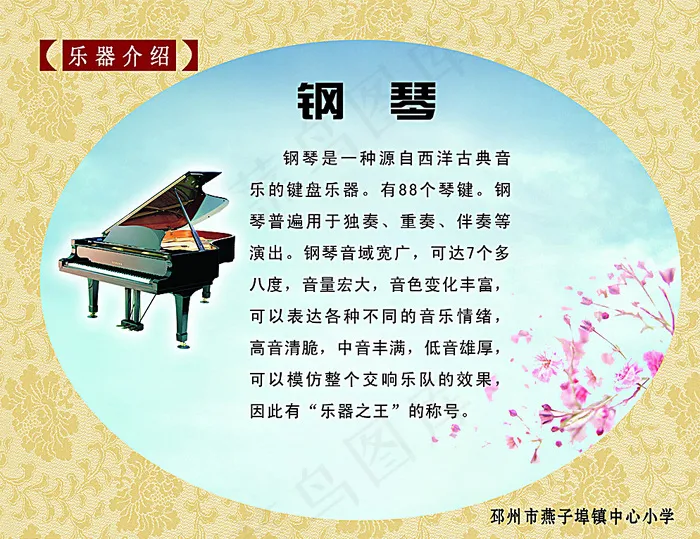 乐器介绍 钢琴 校园文化图片(2480X1929(DPI:70))psd模版下载