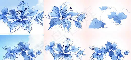 韩国手绘花卉PSD素材 11psd模版下载