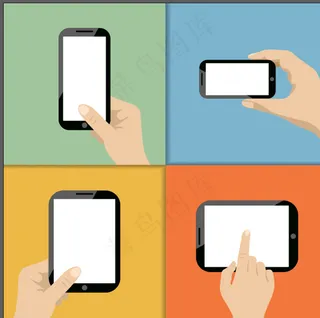 扁平化拿手机姿势素材图图片