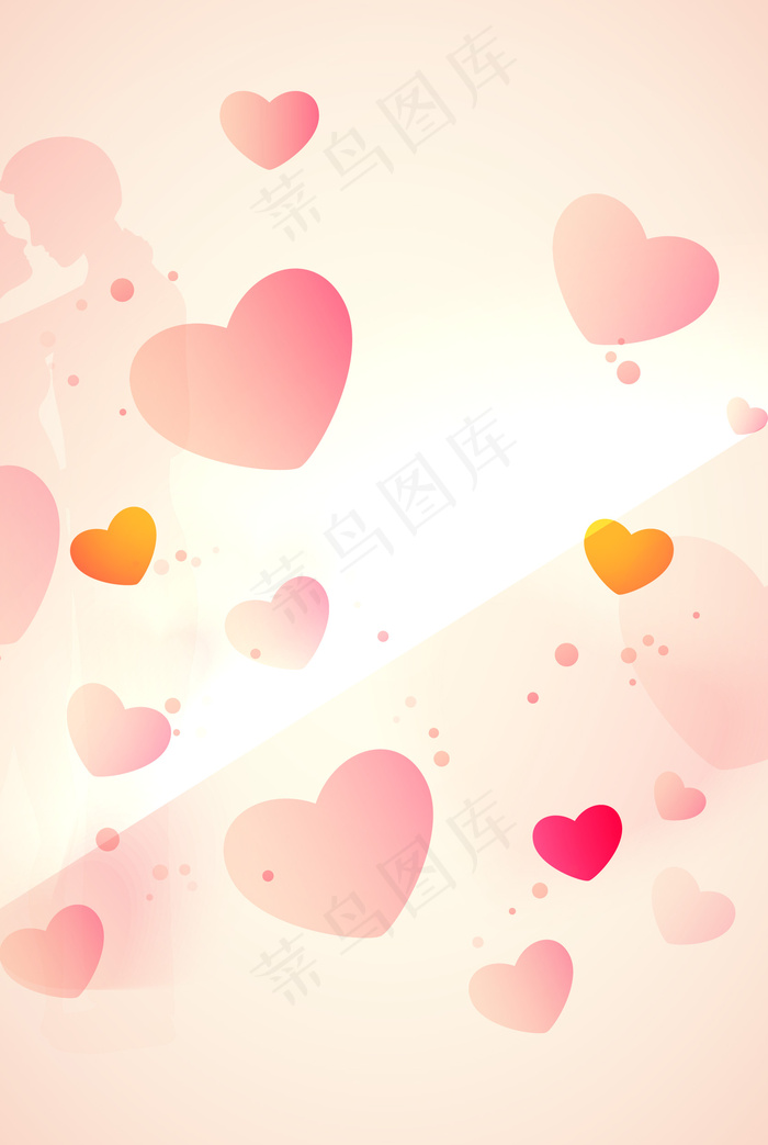 红色爱心情人节底纹展板户外广告背景