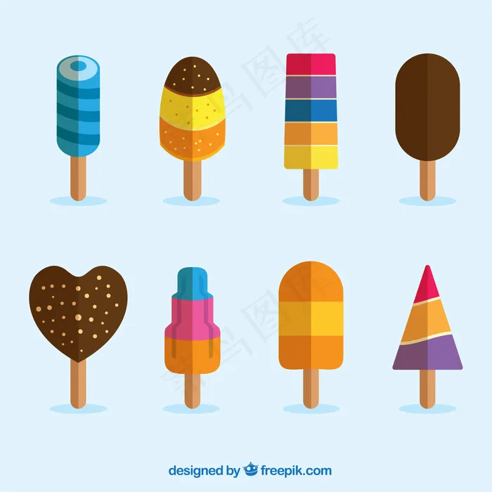 平面设计中丰富多彩的冰淇淋ai矢量模版下载