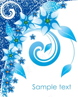 蓝色花卉精美花边矢量图 蓝色花卉精美花边矢量图