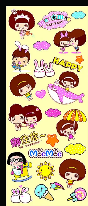 可爱韩版卡通贴纸图片