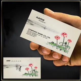 中国风山水荷花江南水乡名片