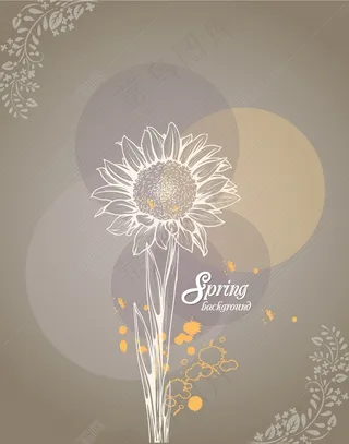 春天开花的花卉背景矢量插画