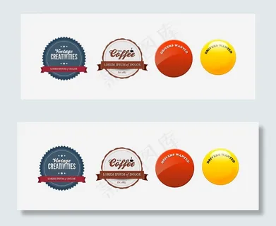 欧式圆形标签贴纸PSD分层素