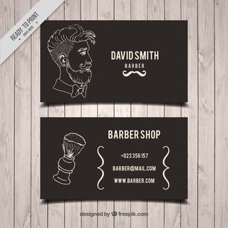 手绘的人和理发店的卡刷