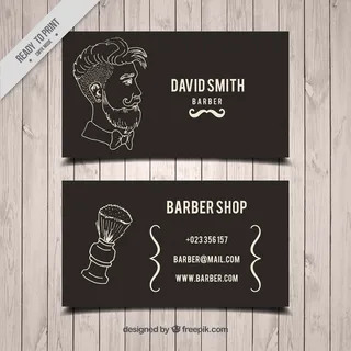 手绘的人和理发店的卡刷