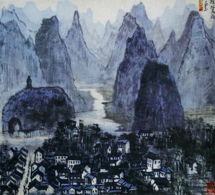 桂林春雨 水墨画