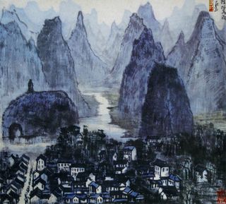 桂林春雨 水墨画