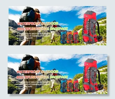 绿色团队登山包滚动图创意海报psd...