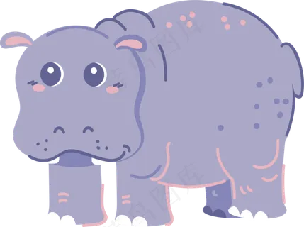 卡通河马儿童手抄报贺卡设计元素