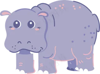 卡通河马儿童手抄报贺卡设计元素