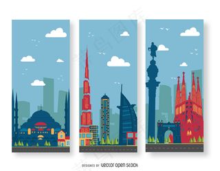 2017宝蓝色世界城市夜色AI插画...